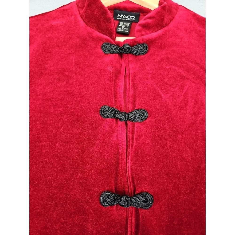 Vintage New York & Company Velvet Jacket Size Medium Red Classic Classy Y2K - Picture 2 of 9